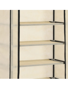 Scarpiera con Rivestimento in Tessuto Crema 57x29x162 cm