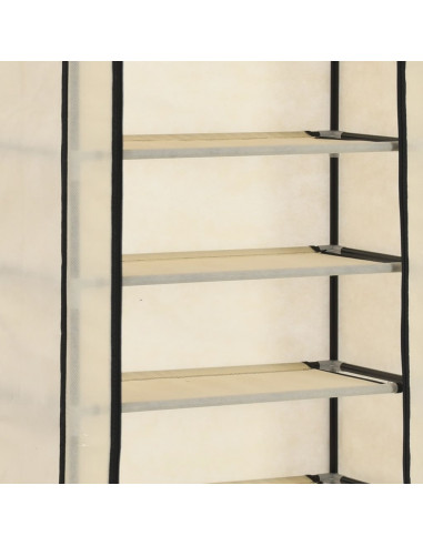 Scarpiera con Rivestimento in Tessuto Crema 57x29x162 cm