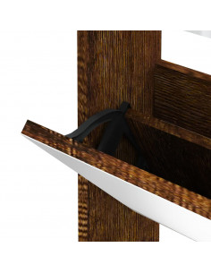 Scarpiera con Specchio a 3 Livelli Rovere fumo 63x17x102,5 cm