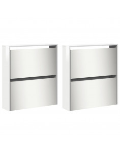 Scarpiera con Specchio a 4 Livelli Bianco lucido 63x17x134 cm