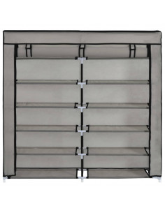 Scarpiera Coperta Grigia 115x28x110 cm in Tessuto