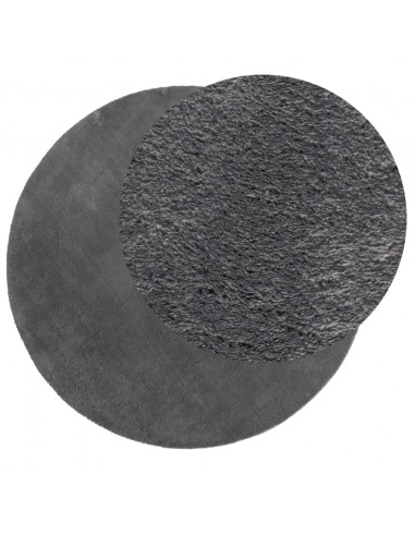 Tappeto a Pelo Corto HUARTE Morbido e Lavabile Antracite Ø160cm