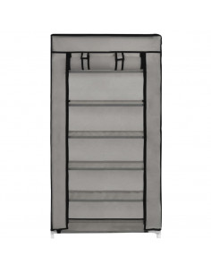 Scarpiera Coperta Grigia 58x28x106 cm in Tessuto