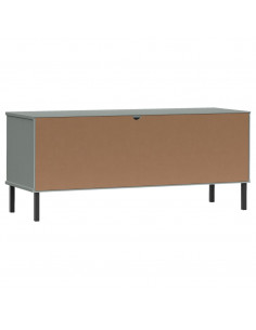 Scarpiera Gambe Metallo Grigio 106x35x45cm Legno Massello OSLO