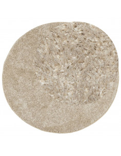 Tappeto a Pelo Lucido Lungo ISTAN Effetto Beige Ø 80 cm 2