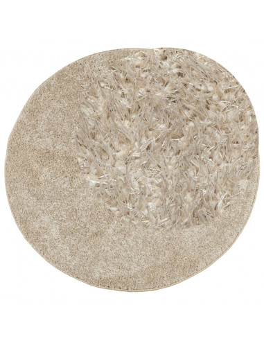 Tappeto a Pelo Lucido Lungo ISTAN Effetto Beige Ø 80 cm