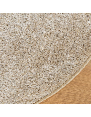 Tappeto a Pelo Lucido Lungo ISTAN Effetto Beige Ø 80 cm