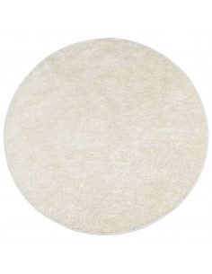Tappeto a Pelo Lucido Lungo ISTAN Effetto Crema Ø 80 cm