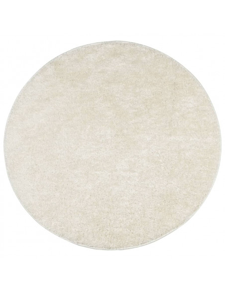 Tappeto a Pelo Lucido Lungo ISTAN Effetto Crema Ø 80 cm
