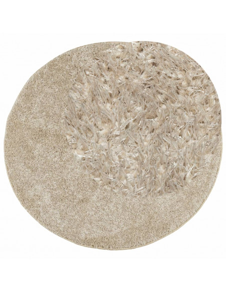Tappeto a Pelo Lucido Lungo ISTAN Effetto Beige Ø 160 cm