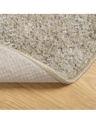 Tappeto a Pelo Lucido Lungo ISTAN Effetto Beige Ø 160 cm