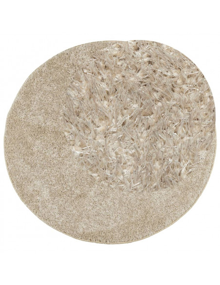 Tappeto a Pelo Lucido Lungo ISTAN Effetto Beige Ø 200 cm