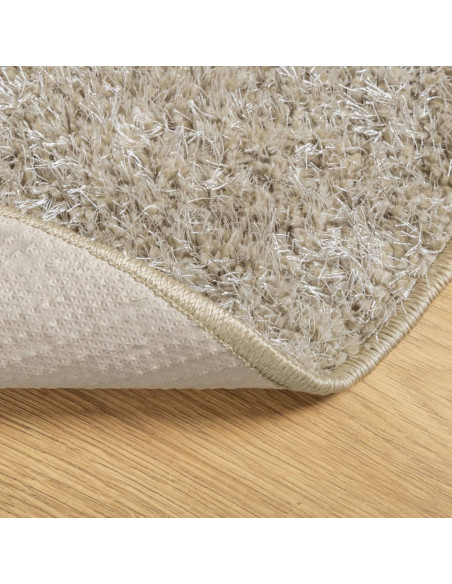 Tappeto a Pelo Lucido Lungo ISTAN Effetto Beige Ø 200 cm