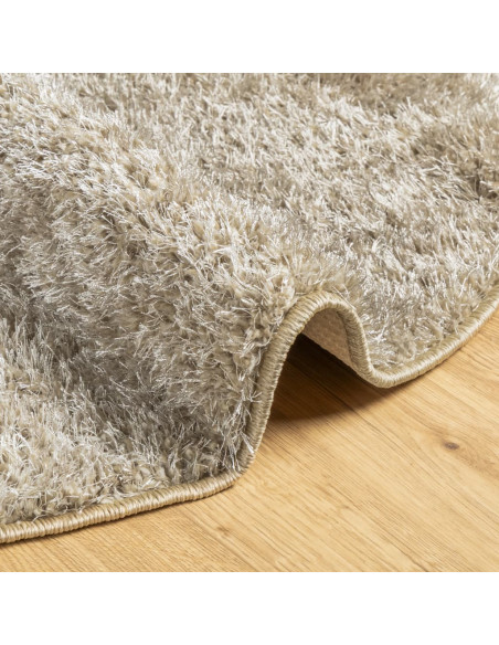 Tappeto a Pelo Lucido Lungo ISTAN Effetto Beige Ø 200 cm
