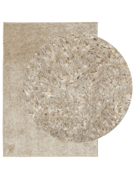 Tappeto a Pelo Lucido Lungo ISTAN Effetto Beige 140x200 cm