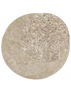 Tappeto a Pelo Lucido Lungo ISTAN Effetto Beige Ø 80 cm 2