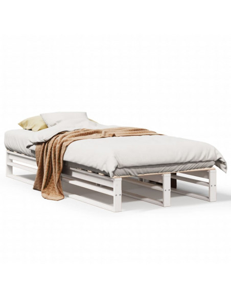 Letto senza Materasso Bianco 90x190 cm in Legno Massello Pino