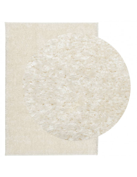 Tappeto a Pelo Lucido Lungo ISTAN Effetto Crema 140x200 cm
