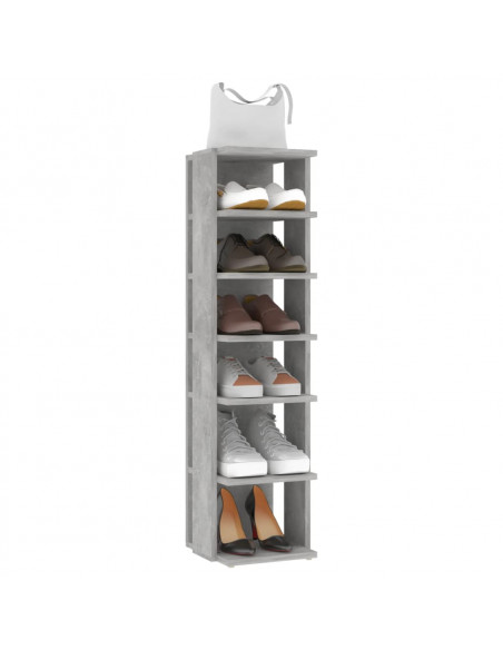 Scarpiera Grigio Cemento 27,5x27x102 cm in Legno Multistrato