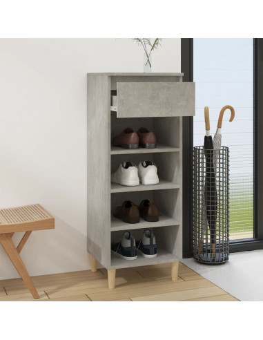 Scarpiera Grigio Cemento 40x36x105 cm in Legno Multistrato