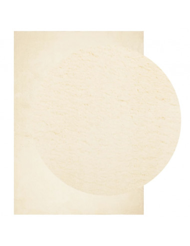 Tappeto a Pelo Corto HUARTE Morbido e Lavabile Crema 160x230 cm