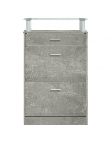 Scarpiera Grigio Cemento 63x24x104 cm in Legno Multistrato