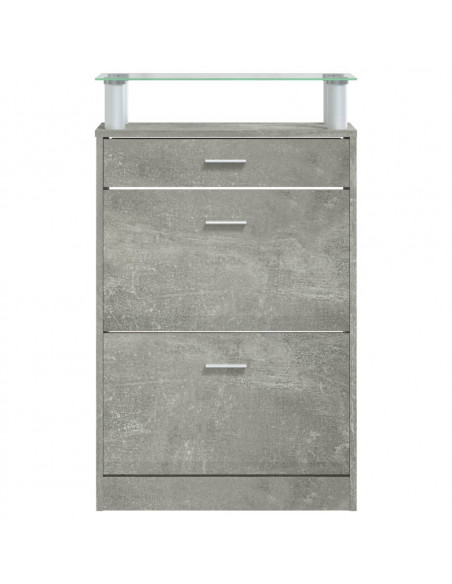 Scarpiera Grigio Cemento 63x24x104 cm in Legno Multistrato
