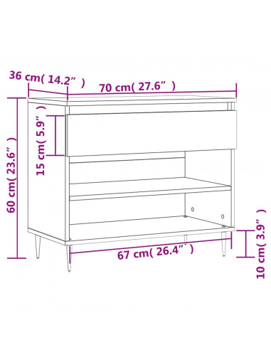 Scarpiera Grigio Cemento 70x36x60 cm in Legno Multistrato