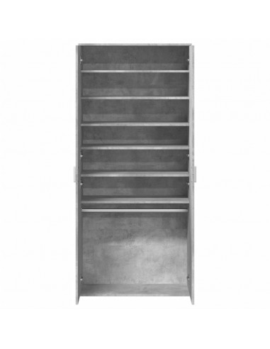 Scarpiera Grigio Cemento 80x39x178 cm in Legno Multistrato