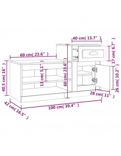 Scarpiera Grigio Sonoma 100x42x60 cm in Legno Multistrato