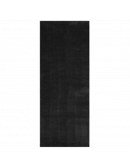 Tappeto a Pelo Corto HUARTE Morbido e Lavabile Nero 80x200 cm