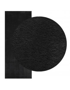 Tappeto a Pelo Corto HUARTE Morbido e Lavabile Nero 80x200 cm 2