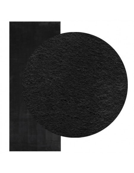 Tappeto a Pelo Corto HUARTE Morbido e Lavabile Nero 80x200 cm