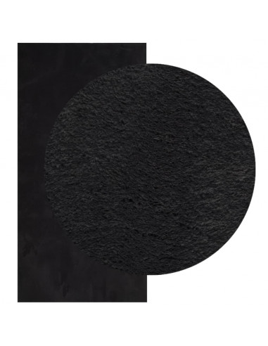 Tappeto a Pelo Corto HUARTE Morbido e Lavabile Nero 100x200cm