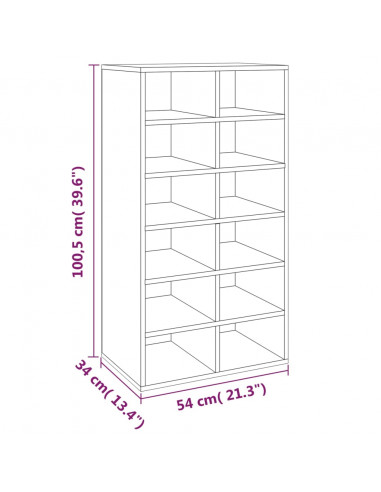 Scarpiera Grigio Sonoma 54x34x100,5 cm in Legno Multistrato