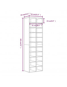 Scarpiera Grigio Sonoma 54x34x183 cm in Legno Multistrato