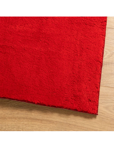 Tappeto a Pelo Corto HUARTE Morbido e Lavabile Rosso 160x160cm