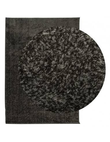Tappeto a Pelo Lucido Lungo ISTAN Effetto Antracite 160x230 cm