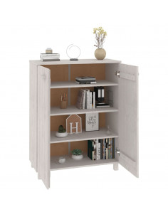 Scarpiera HAMAR Bianca 85x40x108 cm in Legno Massello di Pino