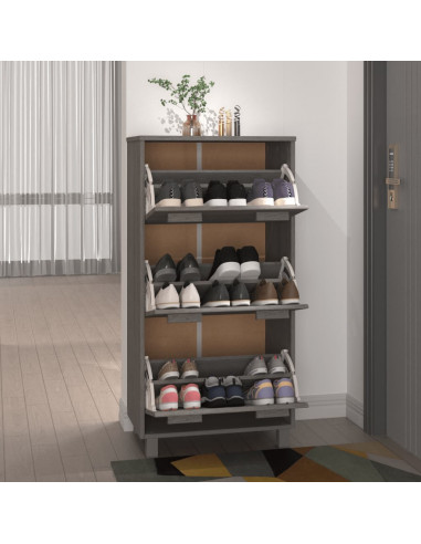 Scarpiera HAMAR Grigio Chiaro 59,5x35x117 cm in Legno di Pino