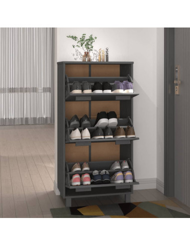 Scarpiera HAMAR Grigio Scuro 59,5x35x117 cm in Legno di Pino