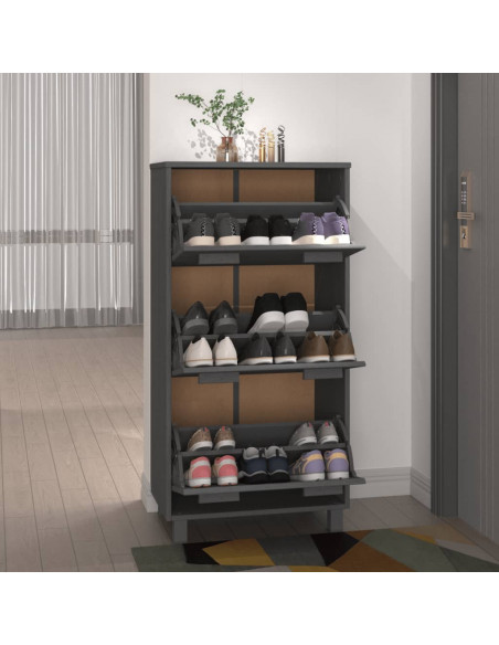 Scarpiera HAMAR Grigio Scuro 59,5x35x117 cm in Legno di Pino