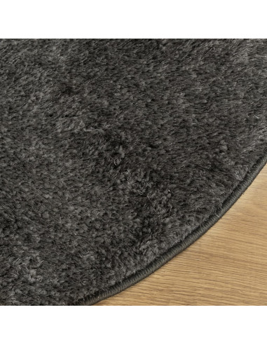 Tappeto a Pelo Lucido Lungo ISTAN Effetto Antracite Ø 200 cm