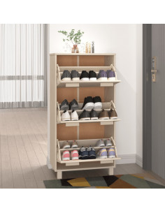 Scarpiera HAMAR Miele 59,5x35x117 cm in Legno Massello di Pino