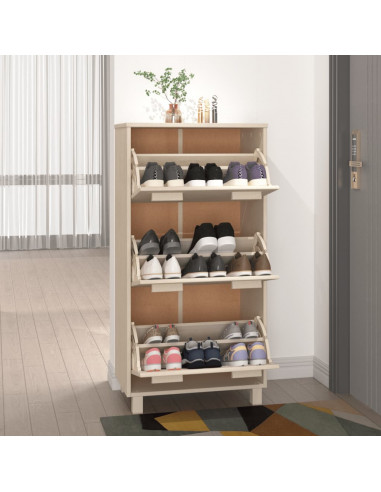 Scarpiera HAMAR Miele 59,5x35x117 cm in Legno Massello di Pino