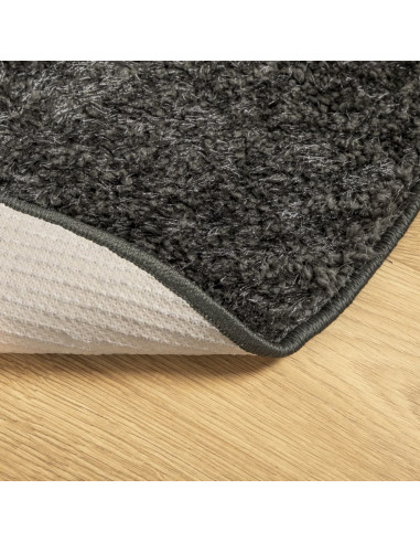 Tappeto a Pelo Lucido Lungo ISTAN Effetto Antracite Ø 200 cm