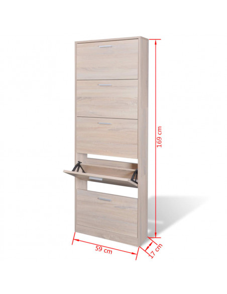 Scarpiera in Legno Effetto Rovere con 5 Scomparti