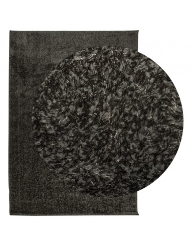 Tappeto a Pelo Lucido Lungo ISTAN Effetto Antracite 120x170 cm