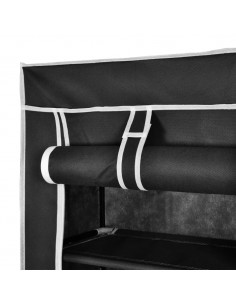 Scarpiera in Tessuto Richiudibile 57 x 29 x 162 cm Nera
