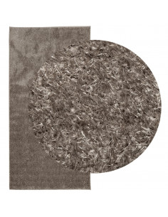 Tappeto a Pelo Lucido Lungo ISTAN Effetto Grigio 100x200 cm 2